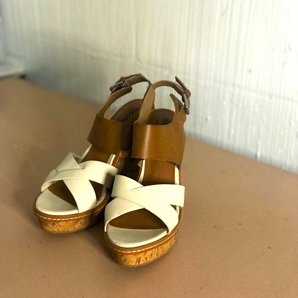 Leather western brown and white clogs